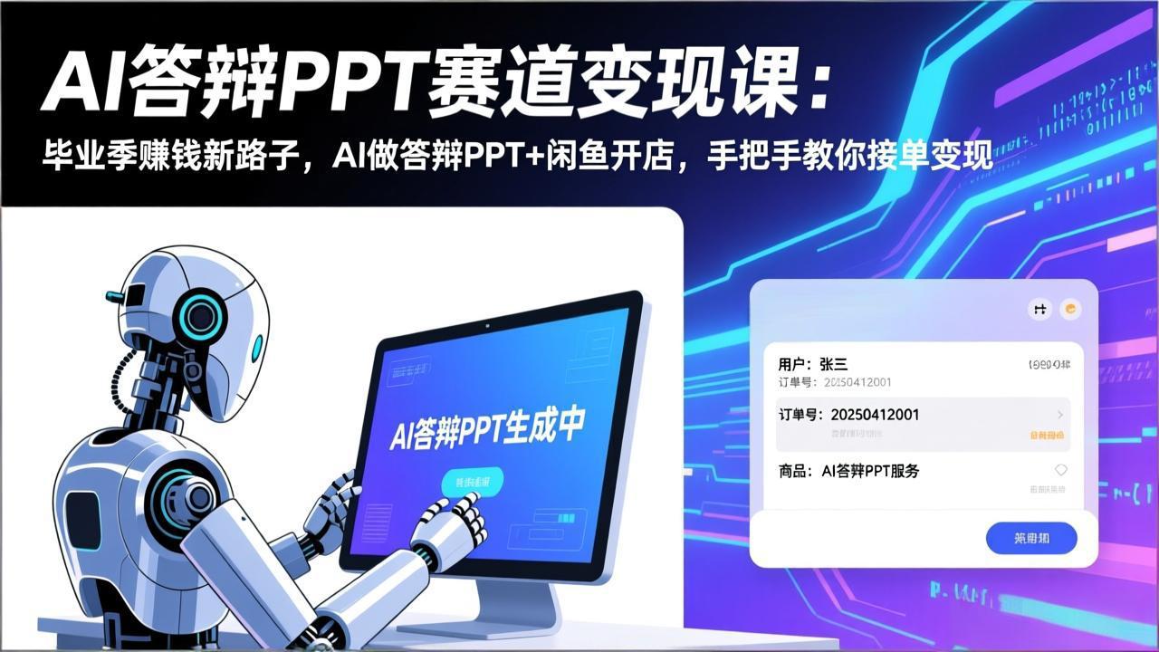 AI答辩PPT赛道变现课：毕业季赚钱新路子，AI做答辩PPT+闲鱼开店，手把手教你接单变现-网创资源