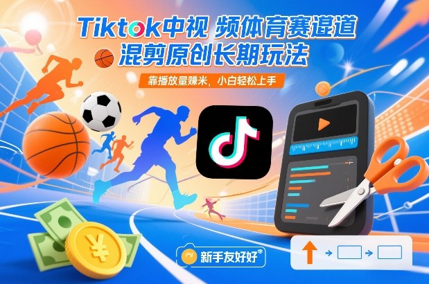 Tiktok中视频体育赛道混剪原创长期玩法，靠播放量賺米，小白轻松上手-网创资源