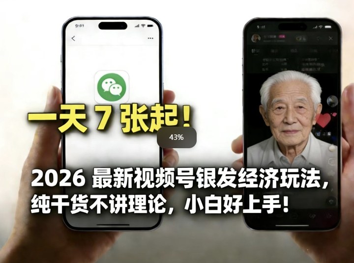 2026最新视频号银发经济玩法，轻松每天7张起，小白也可做-网创资源
