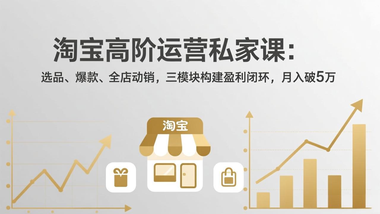 淘宝高阶运营私家课：选品、爆款、全店动销，三模块构建盈利闭环，月入破5万(更新26年2月-网创资源