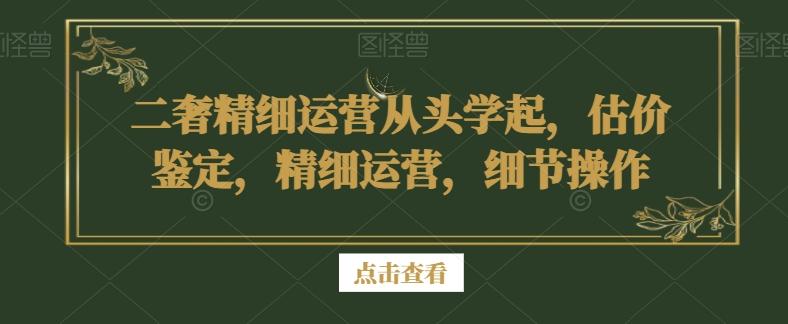 二奢精细运营从头学起，估价鉴定，精细运营，细节操作-网创资源