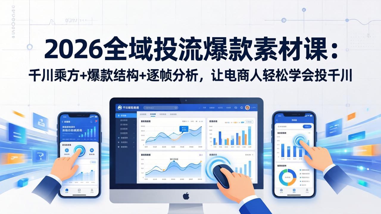 2026全域投流爆款素材课：千川乘方+爆款结构+逐帧分析，让电商人轻松学会投千川-网创资源