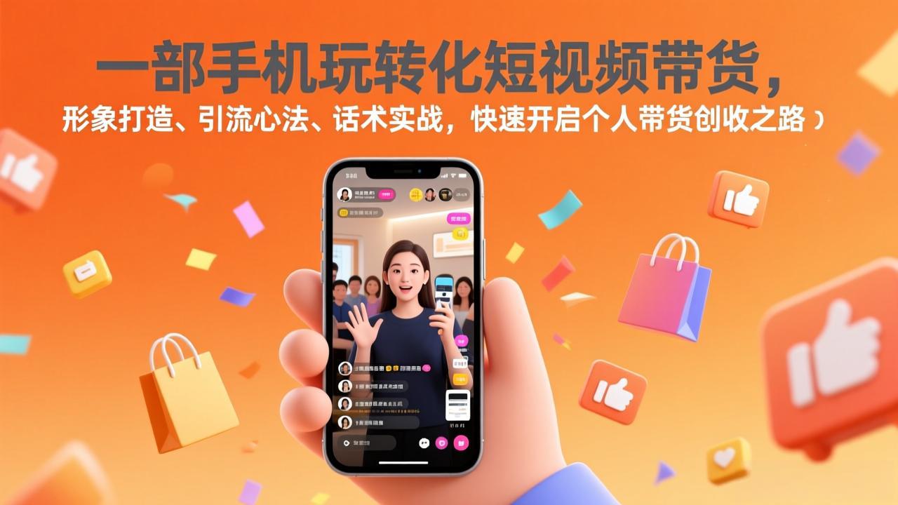 一部手机玩转化短视频带货，形象打造、引流心法、话术实战，快速开启个人带货创收之路-网创资源