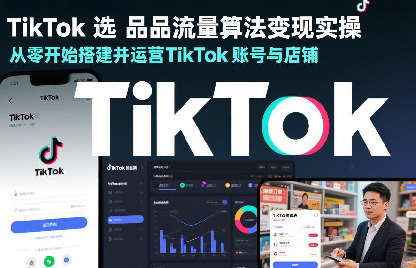 TikTok选品流量算法变现实操，从零开始搭建并运营TikTok账号与店铺-网创资源