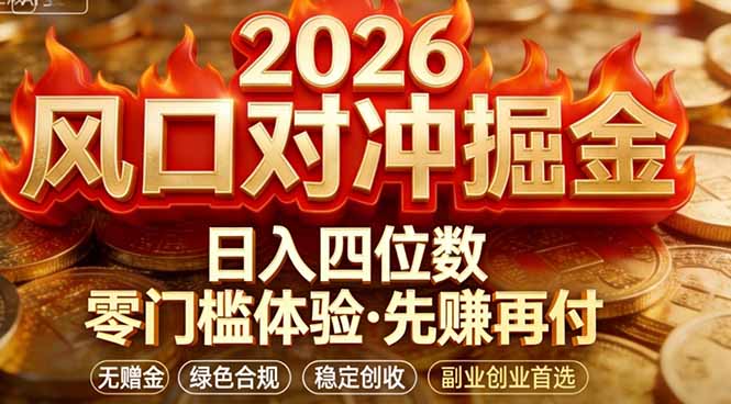 2026美金对冲套利，无赠金对冲策略保驾护航，低门槛易上手实操。单人单日收益2000+-网创资源