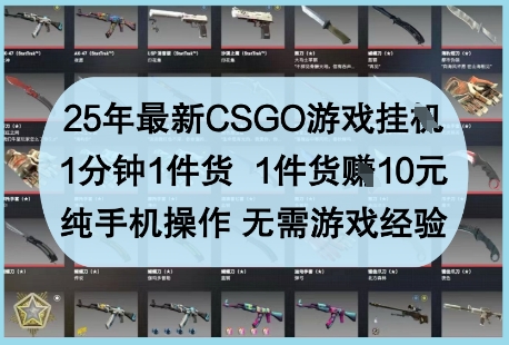 25年最新CSGO游戏挂G，1分钟1件货，1件货挣10元，纯手机操作，无需游戏经验【揭秘】-网创资源