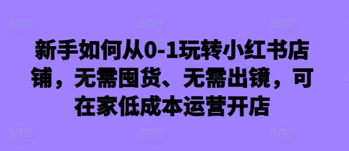 新手如何从0-1玩转小红书店铺，无需囤货、无需出镜，可在家低成本运营开店-网创资源