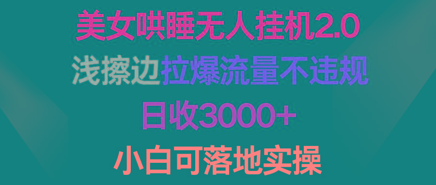 (9905期)美女哄睡无人挂机2.0，浅擦边拉爆流量不违规，日收3000+，小白可落地实操-网创资源