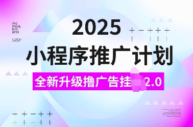 2025小程序推广计划，全新升级撸广告挂JI2.0玩法，日入多张，小白可做【揭秘】-网创资源