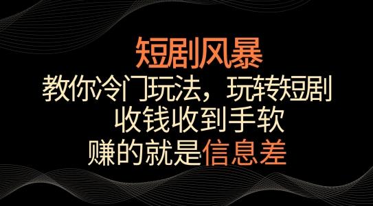 短剧风暴，教你冷门玩法，玩转短剧，收钱收到手软【揭秘】-网创资源