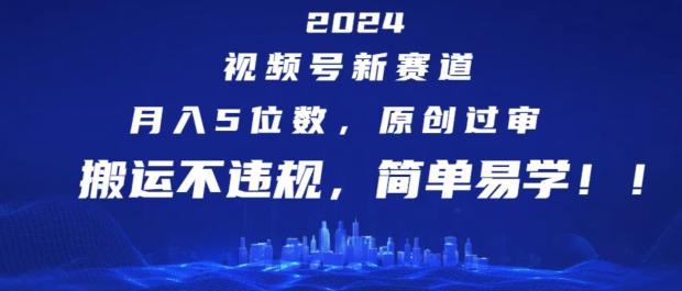 2024视频号新赛道，月入5位数+，原创过审，搬运不违规，简单易学【揭秘】-网创资源