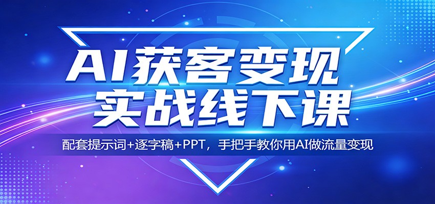 AI获客变现实战线下课：配套提示词+逐字稿+PPT，手把手教你用AI做流量变现-网创资源