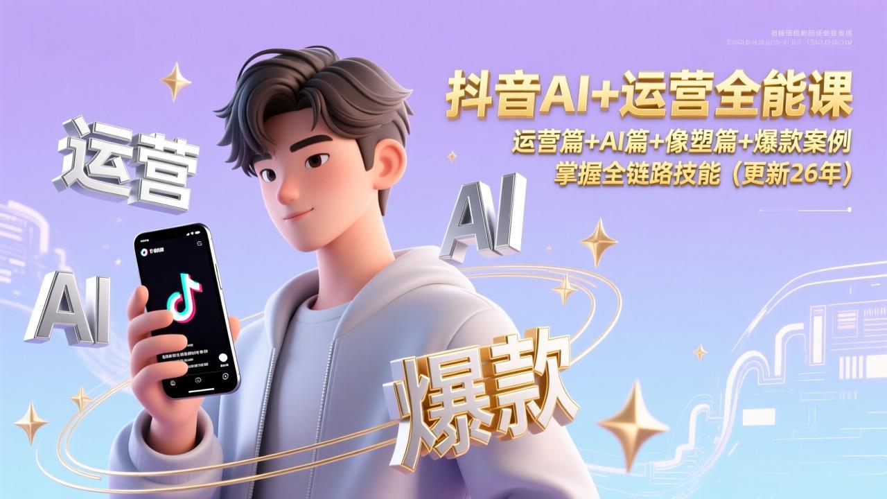抖音AI+运营全能课，运营篇+AI篇+像塑篇+爆款案例，掌握全链路技能(更新26年-网创资源