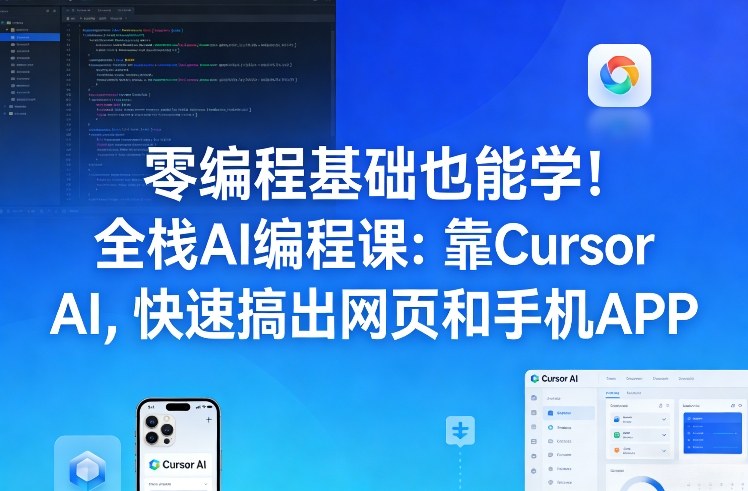 零编程基础也能学！全栈AI编程课：靠Cursor AI，快速搞出网页和手机APP-网创资源