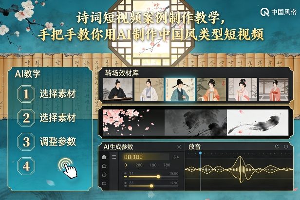 古诗词短视频案例制作教学，手把手教你用AI制作中国风类型短视频-网创资源