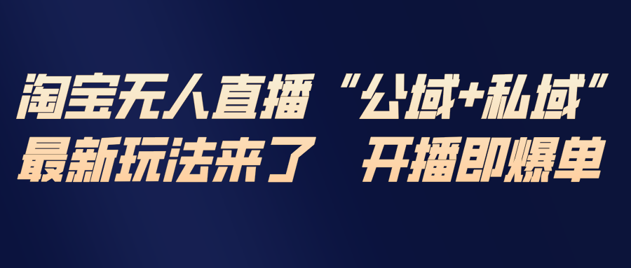 淘宝无人直播最新玩法，包含私域和公域两种玩法-网创资源