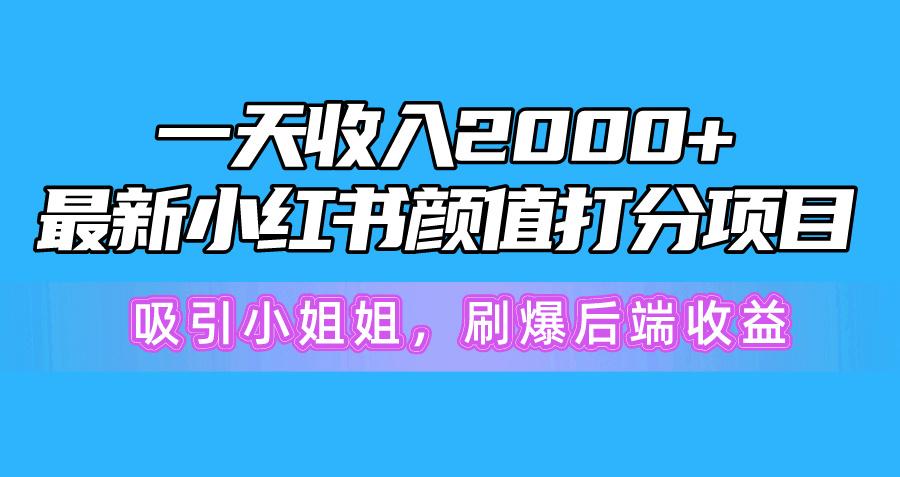 一天收入2000+，最新小红书颜值打分项目，吸引小姐姐，刷爆后端收益-网创资源