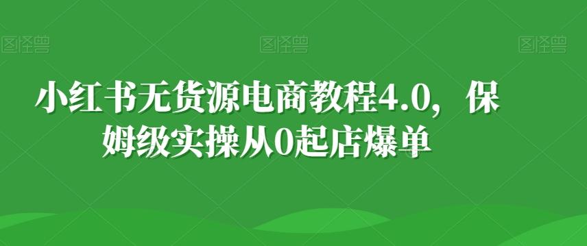 小红书无货源电商教程4.0，保姆级实操从0起店爆单【拆解】-网创资源