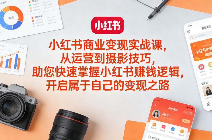 小红书商业变现实战课，从运营到摄影技巧，助您快速掌握小红书賺钱逻辑，开启属于自己的变现之路-网创资源