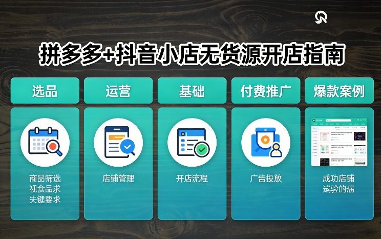 拼多多+抖音小店无货源开店，包括：选品、运营、基础、付费推广、爆款案例等(更新26年2月)-网创资源