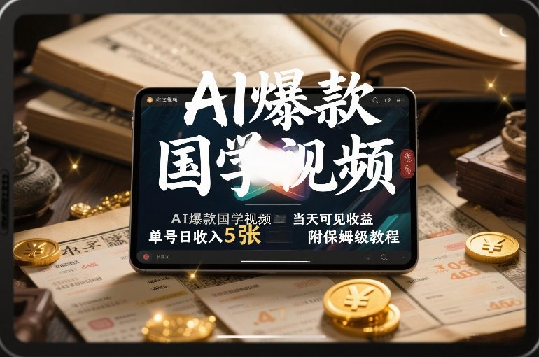 AI爆款国学视频，独家起号方法，小白直接上手，当天可见收益，单号日收入5张+附保姆级教程-网创资源