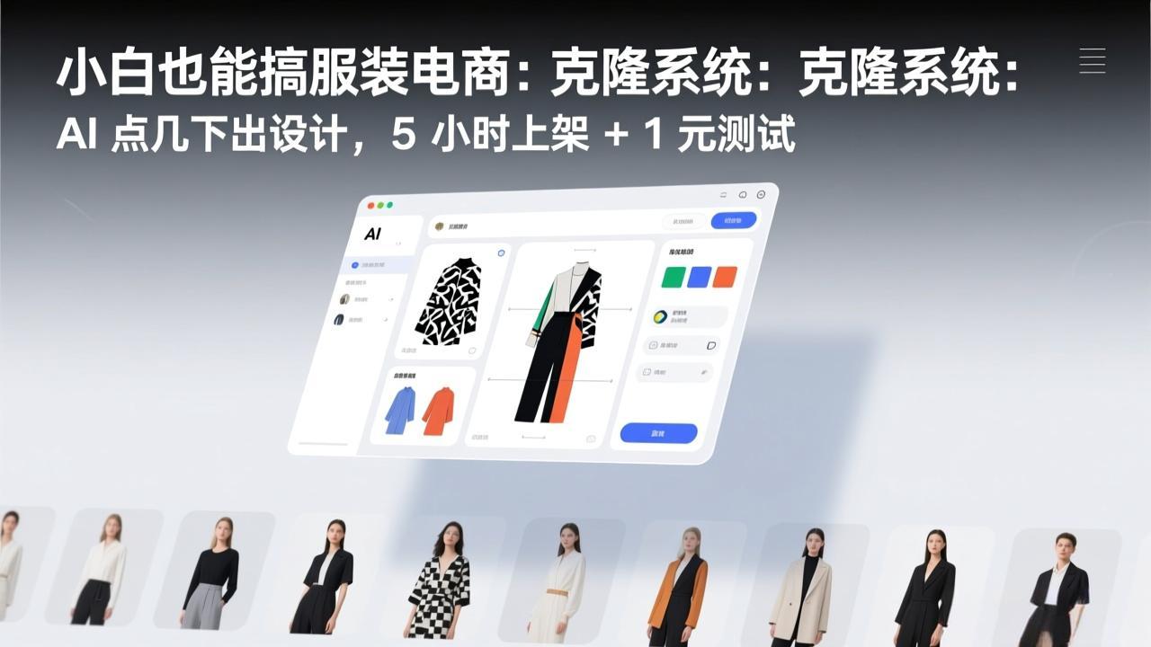 小白也能搞服装电商：克隆系统：AI 点几下出设计，5 小时上架 + 1 元测试-网创资源