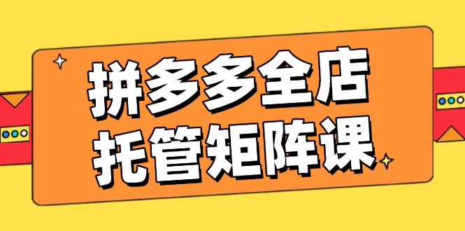 拼多多全店托管矩阵课，盈利动销玩法，高效计划设置，提升店铺效益-网创资源