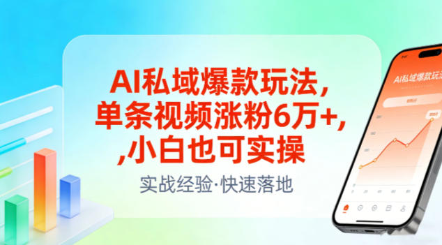 AI私域爆款玩法，单条视频涨粉6W+，小白也可实操-网创资源