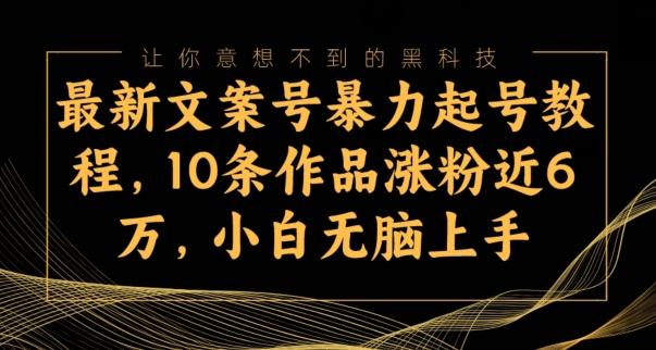 最新文案号暴力起号教程，10条作品涨粉近6万，小白无脑上手-网创资源
