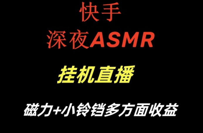 快手深夜ASMR挂机直播，磁力+小铃铛收益(附带工具和5G素材)【揭秘】-网创资源
