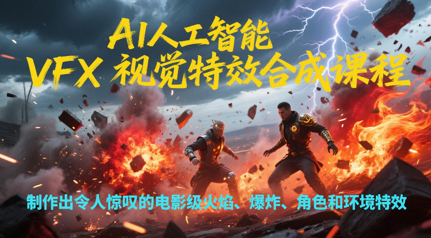 AI人工智能VFX视觉特效合成课程，制作出令人惊叹的电影级火焰、爆炸、角色和环境特效-网创资源