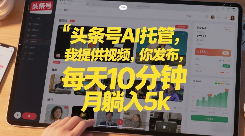 头条号AI托管，我提供视频，你发布，每天10分钟，月躺入5k+【揭秘】-网创资源