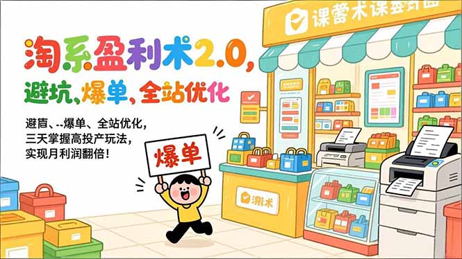 淘系盈利术2.0，避坑、爆单、全站优化，三天掌握高投产玩法，实现月利润翻倍！-网创资源