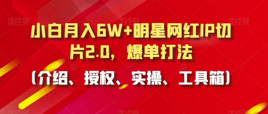 小白月入6W+明星网红IP切片2.0，爆单打法(介绍、授权、实操、工具箱)【揭秘】-网创资源