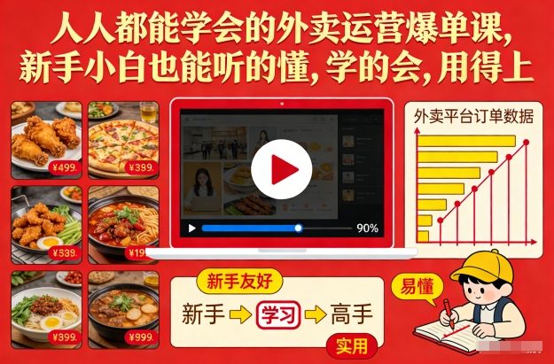 人人都能学会的外卖运营爆单课，新手小白也能听的懂，学的会，用得上-网创资源