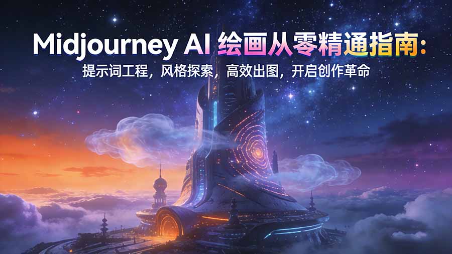 Midjourney AI绘画从零精通指南：提示词工程，风格探索，高效出图，开启创作革命-网创资源