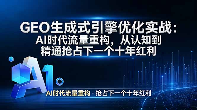 GEO 生成式引擎优化实战：AI时代流量重构，从认知到精通抢占下一个十年红利-网创资源
