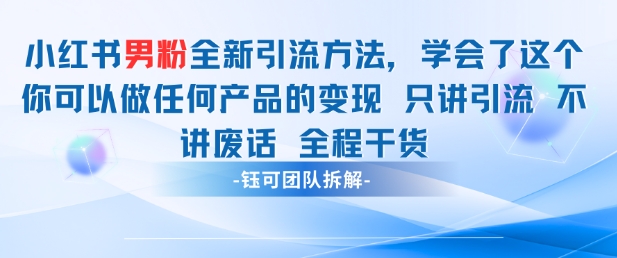小红书男粉引流 学会了这个变现很容易，不讲废话全程针对男人的打法 全程干货-网创资源