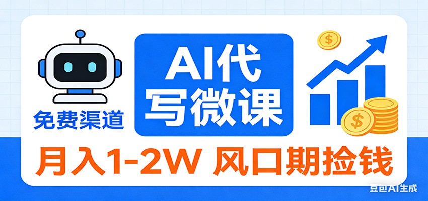 2026告别打工！AI 代写微课，提供免费渠道，月入 1-2W 风口期捡钱-网创资源