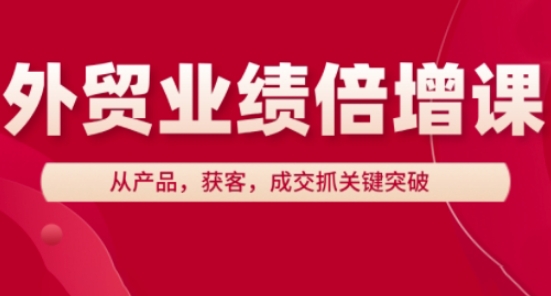 外贸业绩倍增课，从产品，获客，成交抓关键突破-网创资源