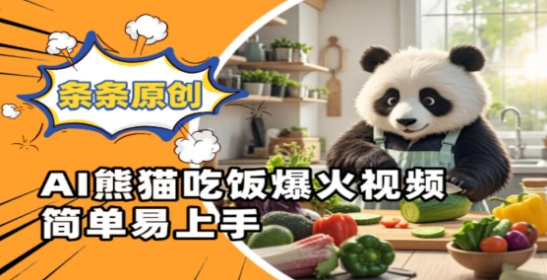 Ai熊猫吃饭爆火视频，条条原创，简单易上手-网创资源