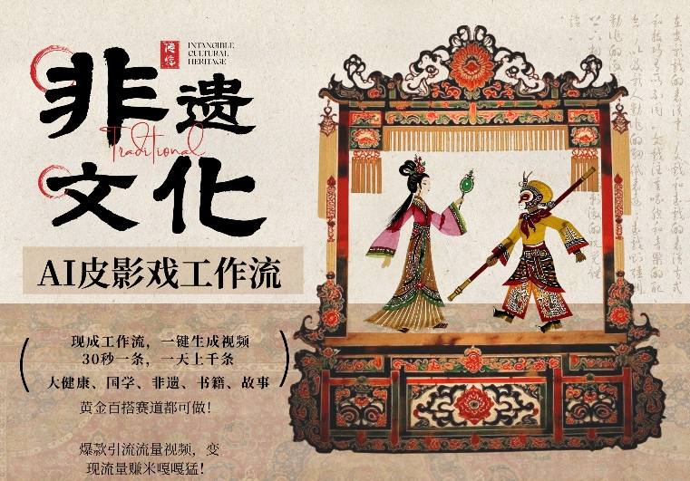 AI一键生成民俗文化非遗皮影戏视频，一刀不剪无需剪辑，30S一条，一天上百条，流量财富嘎嘎猛-网创资源
