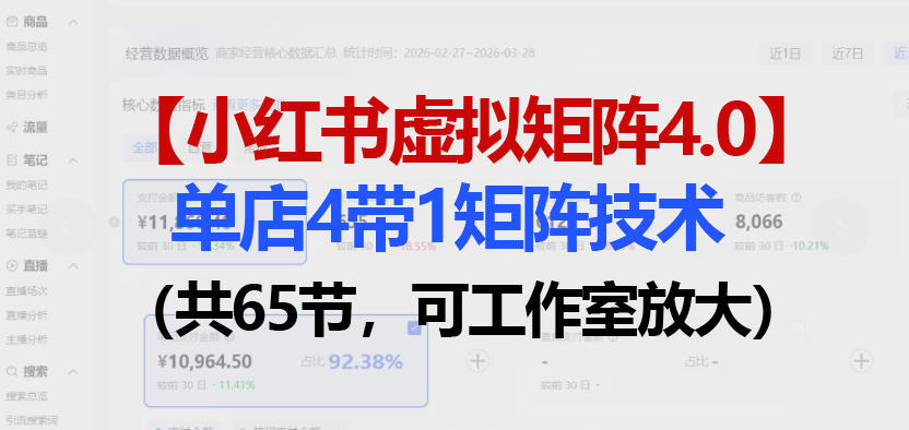 小红书虚拟矩阵4.0技术：单店4带1矩阵(共65节，可工作室放大)-网创资源