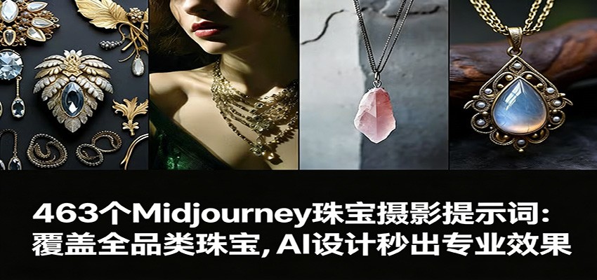 463个Midjourney珠宝摄影提示词：覆盖全品类珠宝，AI设计秒出专业效果-网创资源