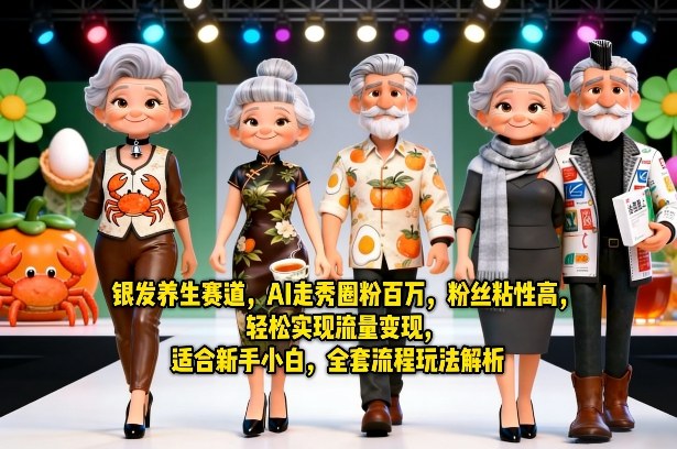 银发养生赛道，AI走秀圈粉百万，粉丝粘性高，轻松实现流量变现，适合新手小白，全套流程玩法解析-网创资源