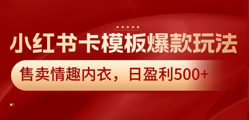 小红书卡模板爆款玩法，售卖情趣内衣，日盈利500+【揭秘】-网创资源