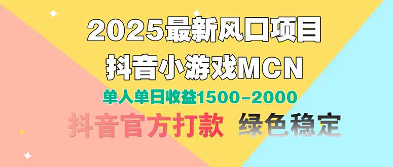 2025最新风口项目 抖音小游戏MCN 单人单日收益1500-2000+-网创资源