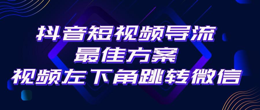 抖音短视频引流导流最佳方案，视频左下角跳转微信，外面500一单，利润200+-网创资源