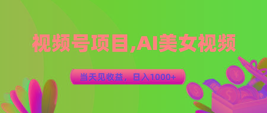 视频号蓝海项目,AI美女视频，当天见收益，日入1000+-网创资源