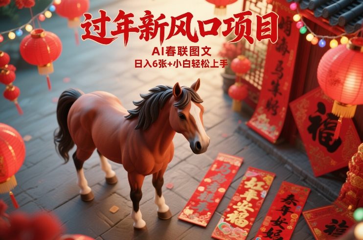 过年新风口项目，用ai春联图文，日入6张+小白轻松上手【揭秘】-网创资源